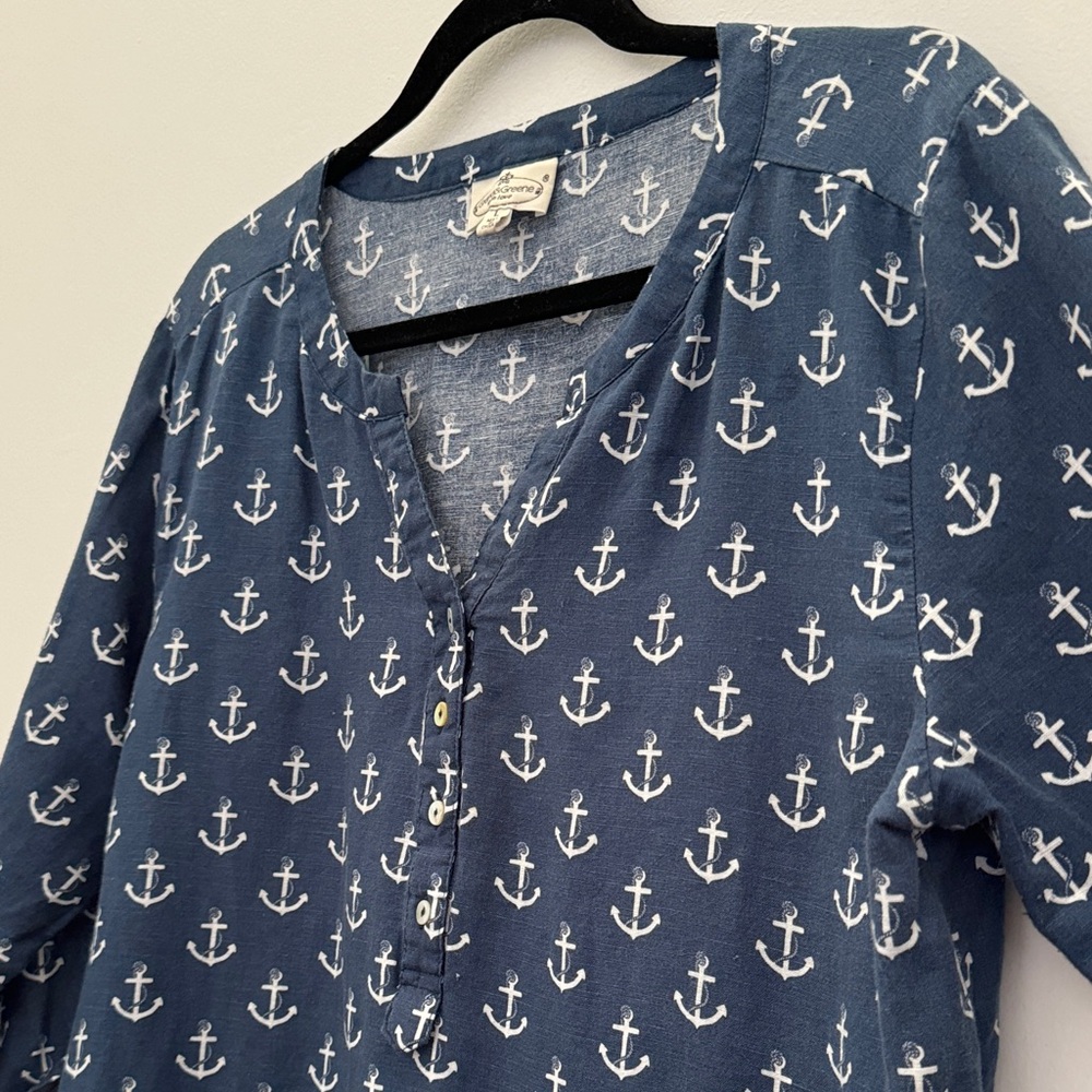 Women’s Blue and White Anchor Top - Size Large - Picture 3 of 7